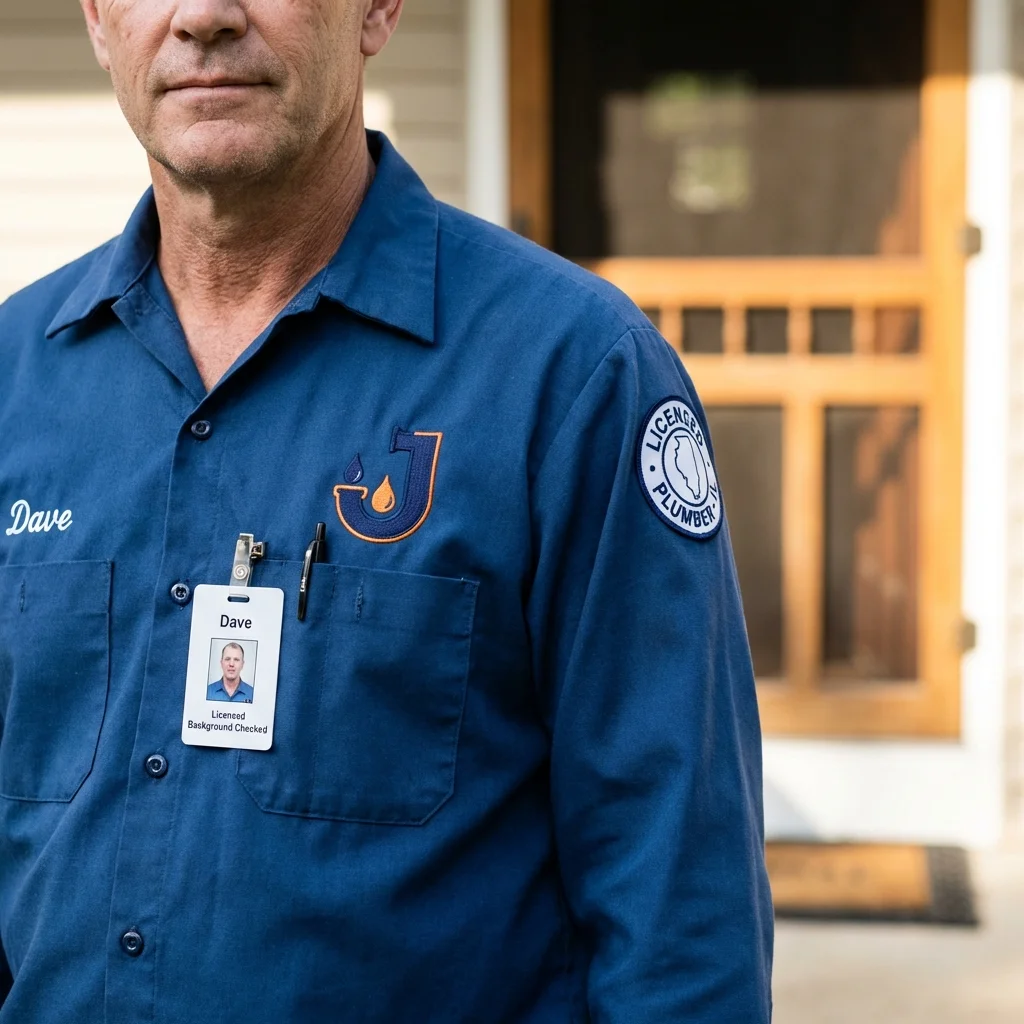 Licensed plumber showing ID badge in Terryville, CT