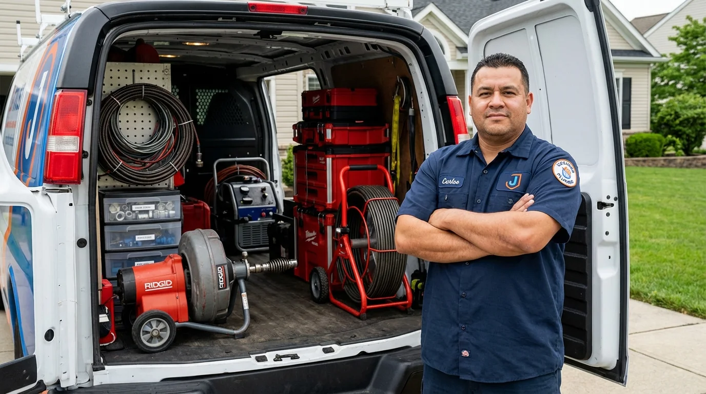 Professional drain cleaning equipment and Johns Plumbing LLC plumber in Terryville