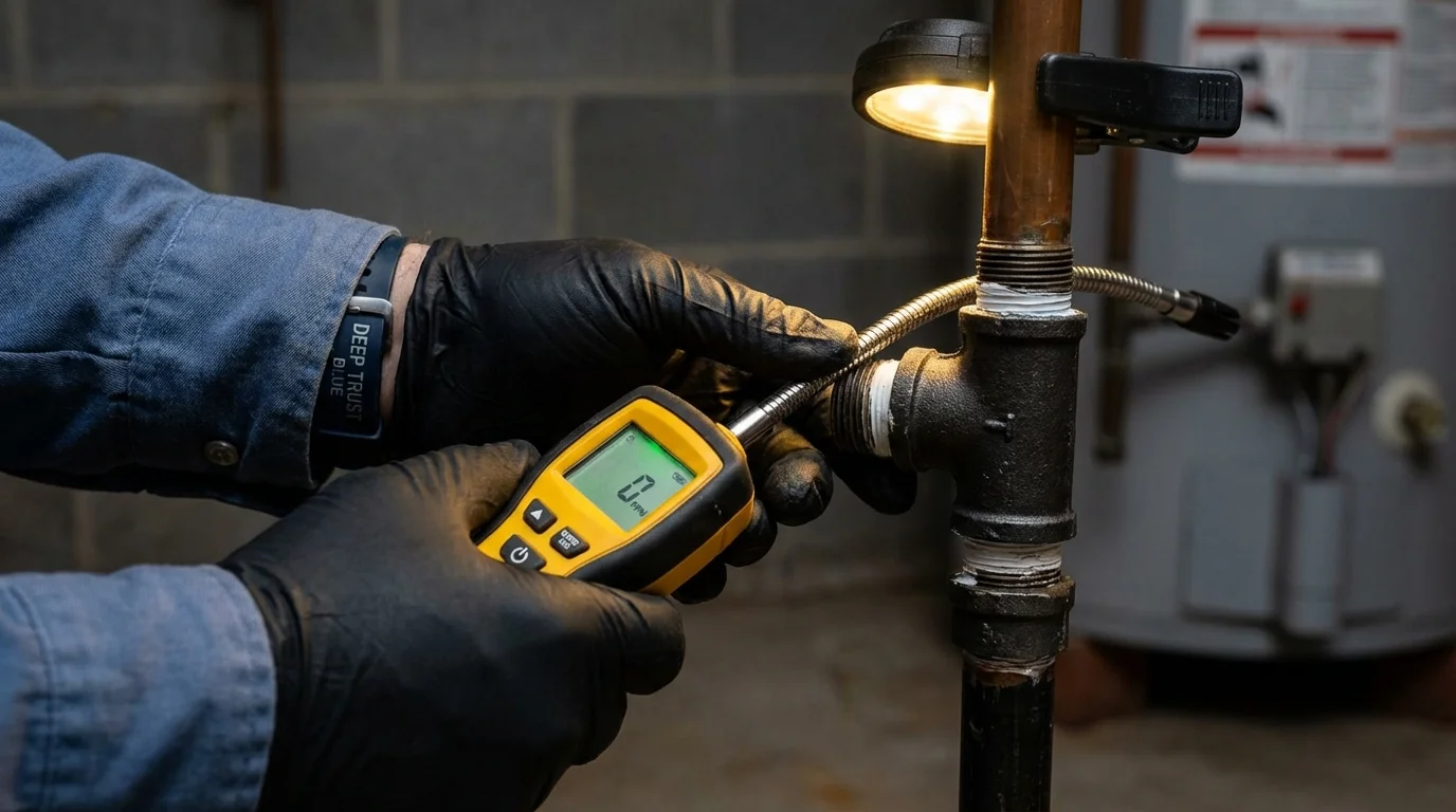 Gas leak detection with electronic sniffer by Johns Plumbing LLC in Terryville