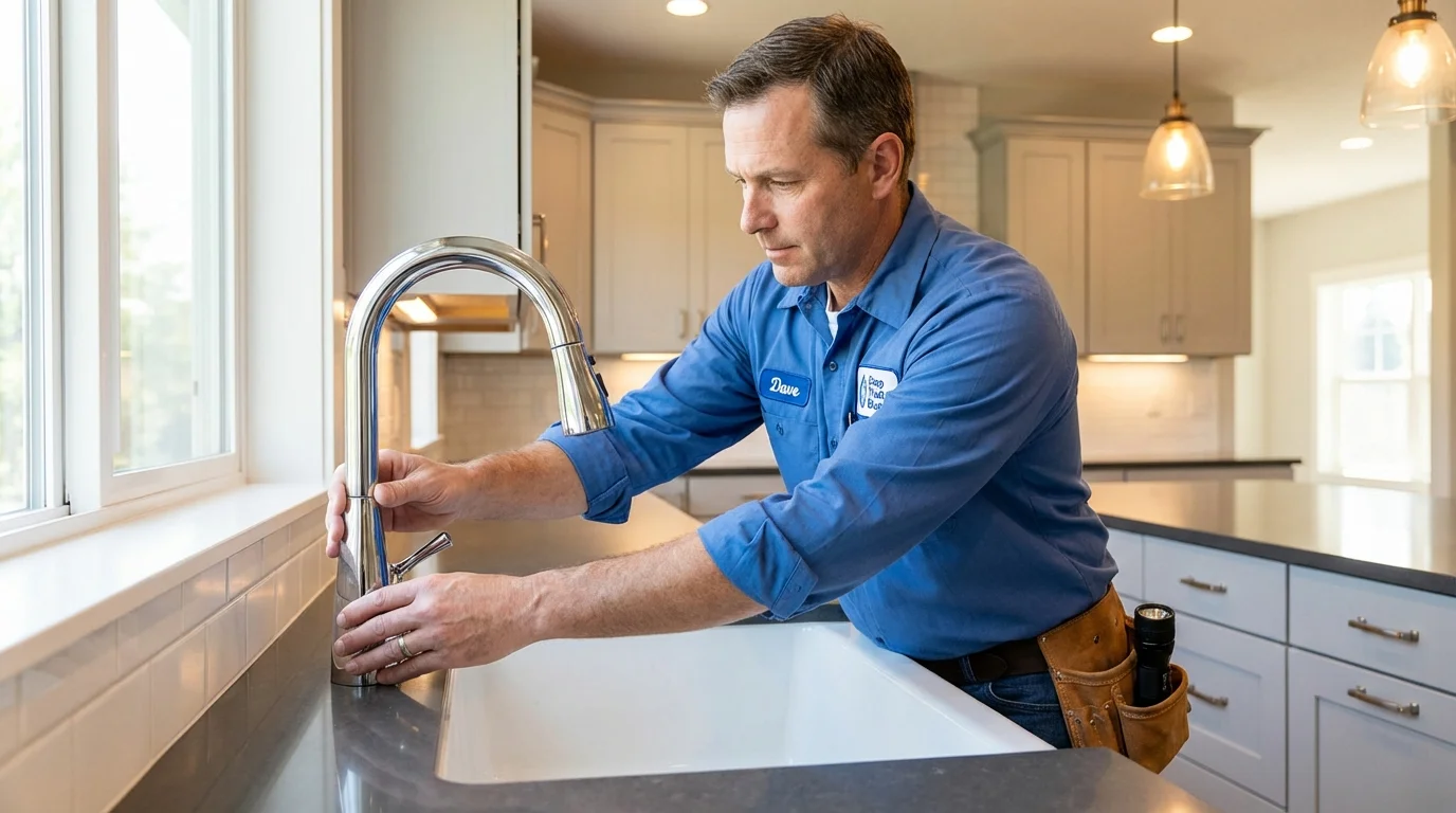 Kitchen faucet installation by Johns Plumbing LLC in Terryville