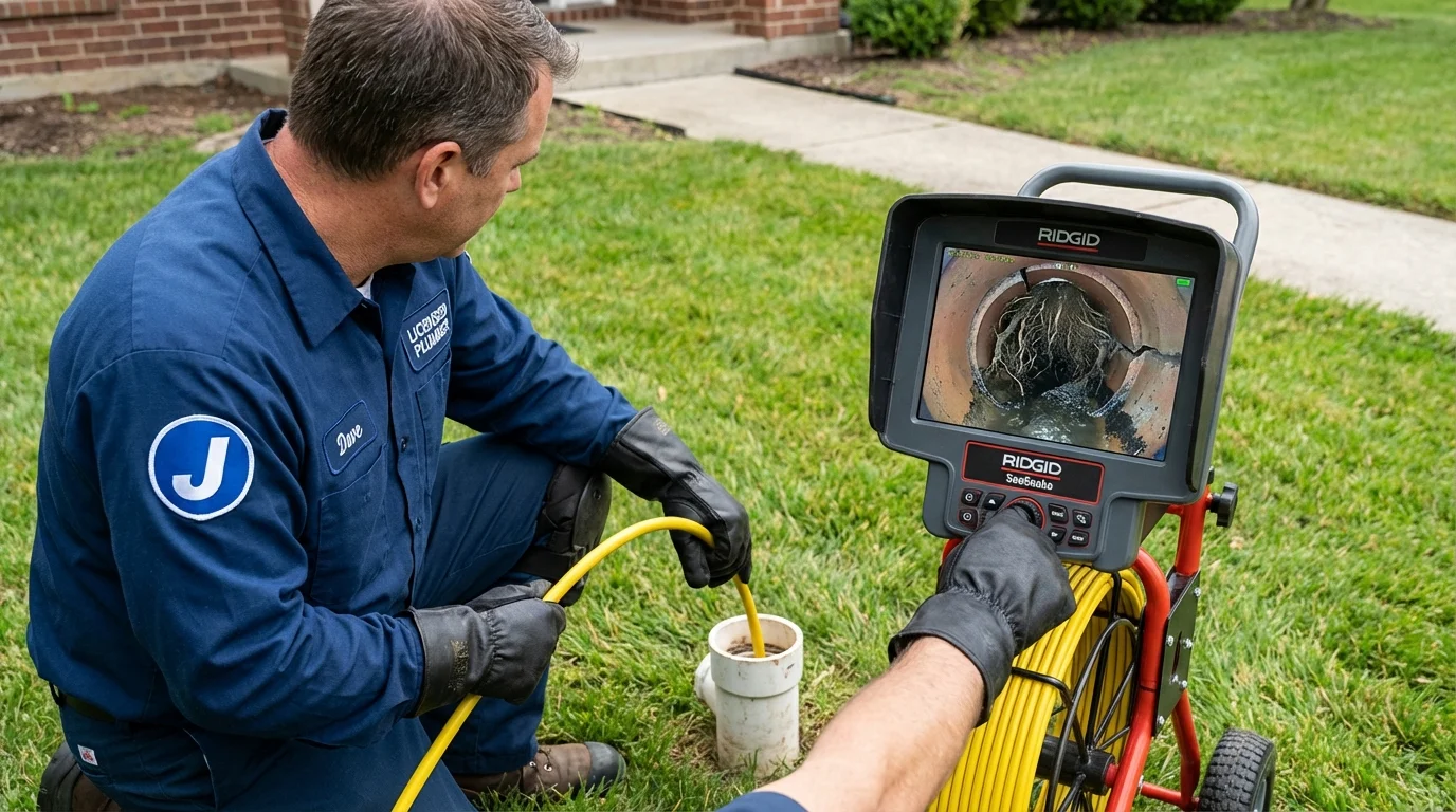 Sewer camera inspection being performed by Johns Plumbing LLC in Terryville