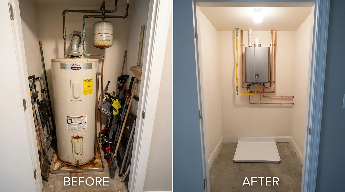 Tank water heater versus wall-mounted tankless unit comparison for Terryville, CT homeowners